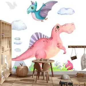 Papier Peint Dinosaures Aquarelles – Image 3