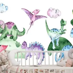 Papier Peint Dinosaures Pastel Dans Une Clairière – Image 6