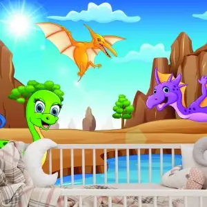 Papier Peint Dinosaures De Conte De Fées Au Bord De L'eau – Image 6