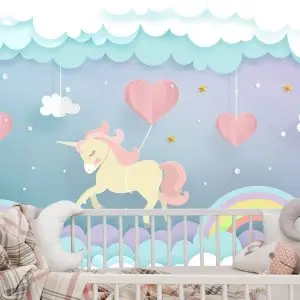 Papier Peint Licornes Avec Coeurs Et Arc-En-Ciel – Image 6