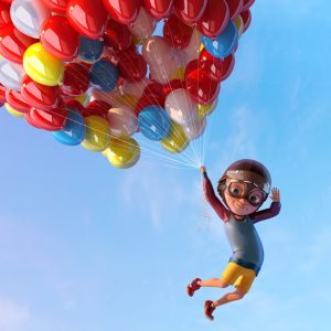 Papier Peint Garçon Avec Des Ballons En Vol – Image 1