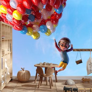 Papier Peint Garçon Avec Des Ballons En Vol – Image 3