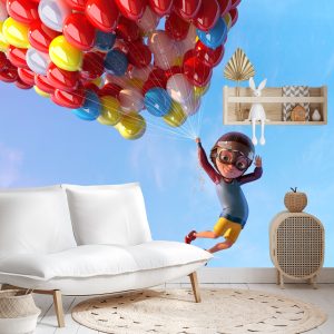 Papier Peint Garçon Avec Des Ballons En Vol – Image 4