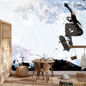 Papier Peint Faire Du Skateboard Dans Un Style Graphique – Image 3