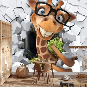 Papier Peint Girafe Qui Rit Avec Des Lunettes – Image 3