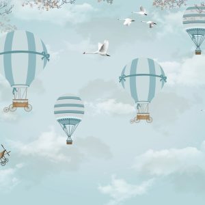 Papier Peint Ballons Et Avions Rétro – Image 1