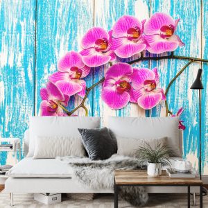 Papier Peint Orchidées Sur Fond De Planches – Image 3