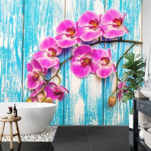 Papier Peint Orchidées Sur Fond De Planches – Image 5