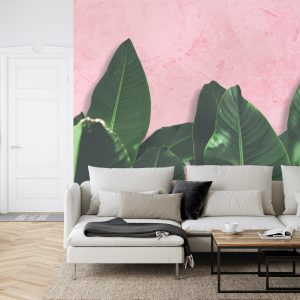 Papier Peint Plantes Tropicales Sur Fond Rose – Image 6