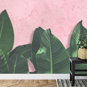 Papier Peint Plantes Tropicales Sur Fond Rose – Image 7