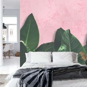 Papier Peint Plantes Tropicales Sur Fond Rose – Image 8