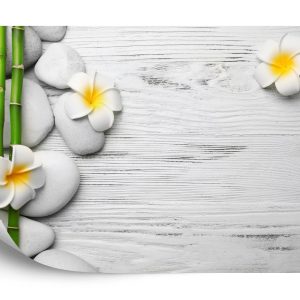 Papier Peint Bambou Avec Fleurs Et Pierres – Image 2