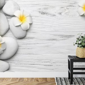 Papier Peint Bambou Avec Fleurs Et Pierres – Image 7