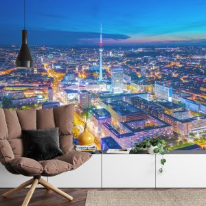 Papier Peint Vue À Vol D'oiseau De Berlin La Nuit – Image 4