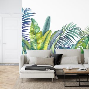 Papier Peint Plantes Tropicales Vertes Et Bleues – Image 6