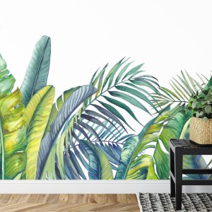 Papier Peint Plantes Tropicales Vertes Et Bleues – Image 7