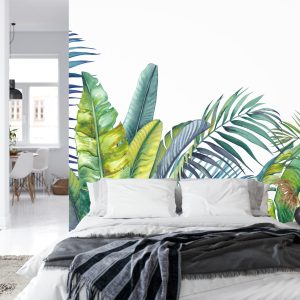 Papier Peint Plantes Tropicales Vertes Et Bleues – Image 8