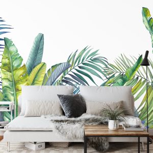 Papier Peint Plantes Tropicales Vertes Et Bleues – Image 3