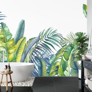 Papier Peint Plantes Tropicales Vertes Et Bleues – Image 5