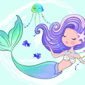 Papier Peint Sirène Aux Méduses – Image 1