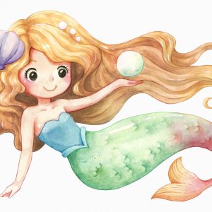 Papier Peint Sirène Peinte À L'aquarelle – Image 1