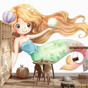 Papier Peint Sirène Peinte À L'aquarelle – Image 3