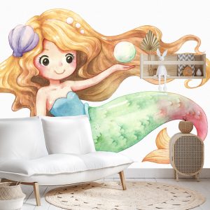 Papier Peint Sirène Peinte À L'aquarelle – Image 4