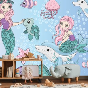 Papier Peint Sirènes Avec Des Animaux Marins – Image 5