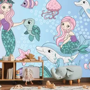 Papier Peint Sirènes Avec Des Animaux Marins – Image 5