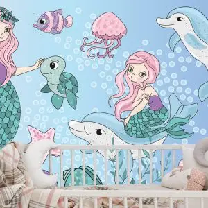 Papier Peint Sirènes Avec Des Animaux Marins – Image 6