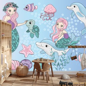 Papier Peint Sirènes Avec Des Animaux Marins – Image 3