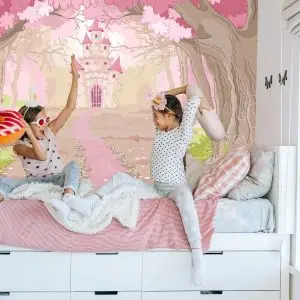 Papier Peint Château Dans La Forêt Rose – Image 7