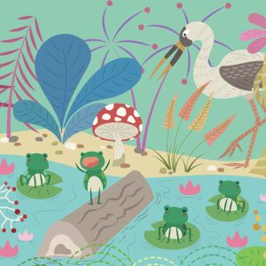 Papier Peint Grenouilles De Conte De Fées Dans L'étang – Image 1