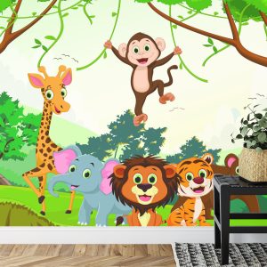 Papier Peint Animaux Heureux Dans La Jungle – Image 7