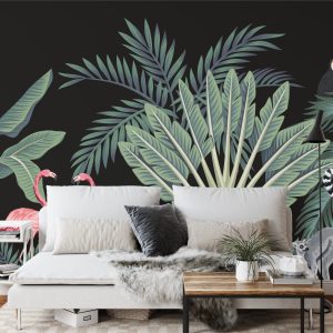 Papier Peint Animaux Exotiques Parmi Les Palmiers – Image 3