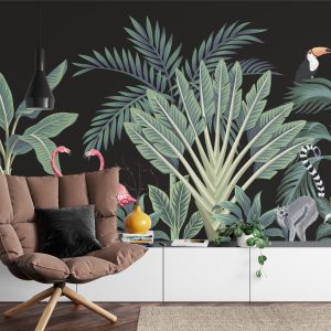 Papier Peint Animaux Exotiques Parmi Les Palmiers – Image 4