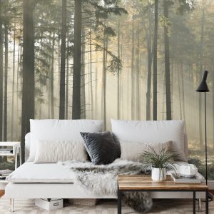 Papier Peint Forêt Arbres Brouillard – Image 3