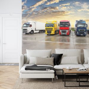 Papier Peint Camions Colorés Dans Le Parking – Image 6