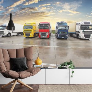Papier Peint Camions Colorés Dans Le Parking – Image 4