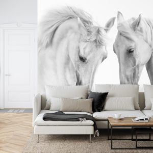 Papier Peint Deux Chevaux Blancs 3D – Image 6