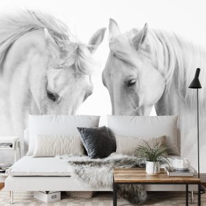 Papier Peint Deux Chevaux Blancs 3D – Image 3