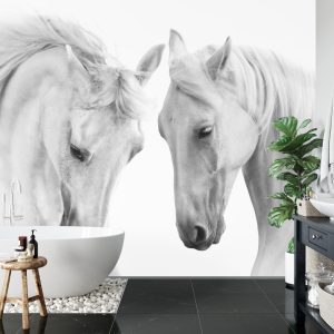 Papier Peint Deux Chevaux Blancs 3D – Image 5