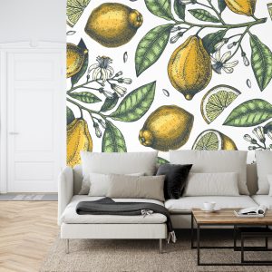 Papier Peint Citrons Avec Des Fleurs – Image 6