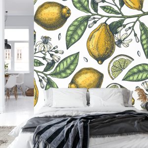 Papier Peint Citrons Avec Des Fleurs – Image 8