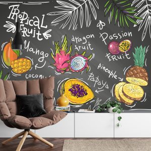 Papier Peint Fruits Tropicaux Avec Inscriptions – Image 4