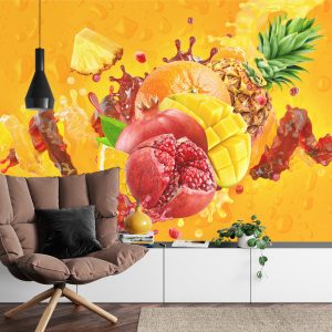 Papier Peint Fruits Tropicaux Colorés 3D – Image 4