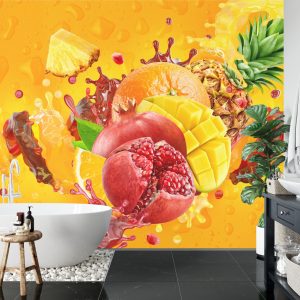 Papier Peint Fruits Tropicaux Colorés 3D – Image 5