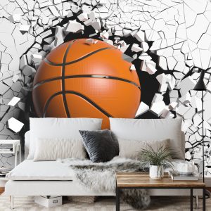 Papier Peint Ballon De Basket Détruisant Le Mur – Image 3