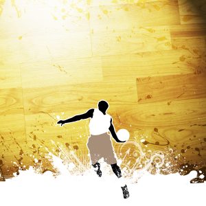 Papier Peint Basketteur Sur Fond De Planches – Image 1