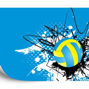 Papier Peint Ballon De Volley-Ball Sur Fond De Motifs Abstraits – Image 2